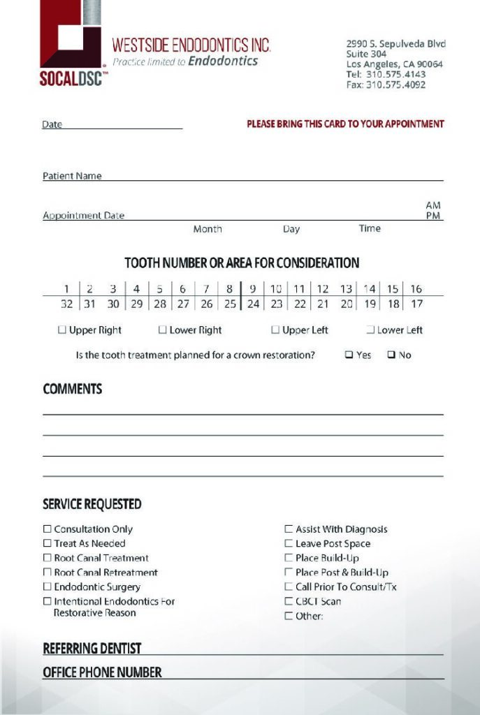 Endodontics referral form